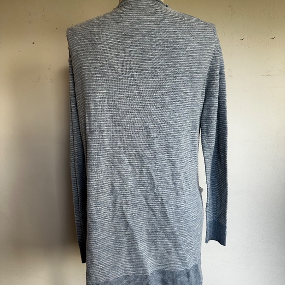 Madewell blue and white ribbed lightweight Cardigan with pockets - Picture 3 of 7